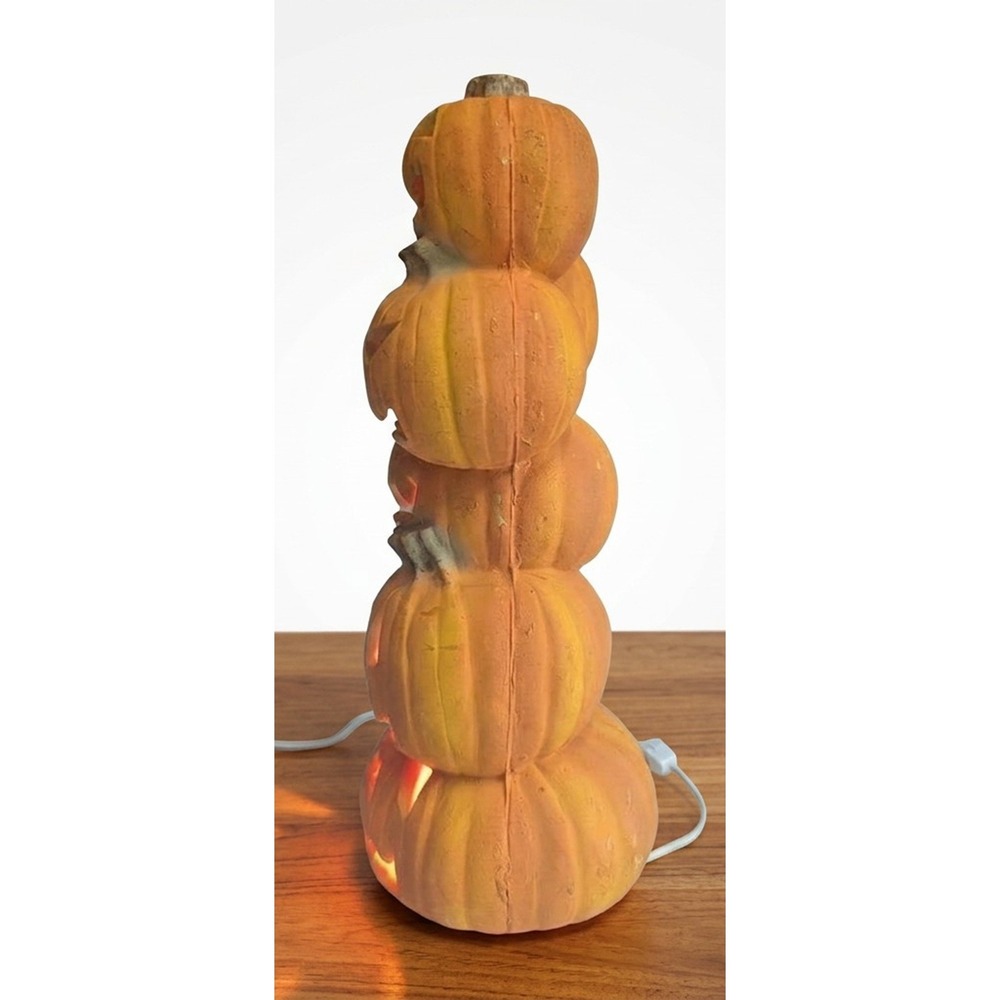 Trendmasters 6 Stacked Pumpkins Lighted Halloween Foam Mold 18", Set of 2, 1993 - Picture 12 of 12